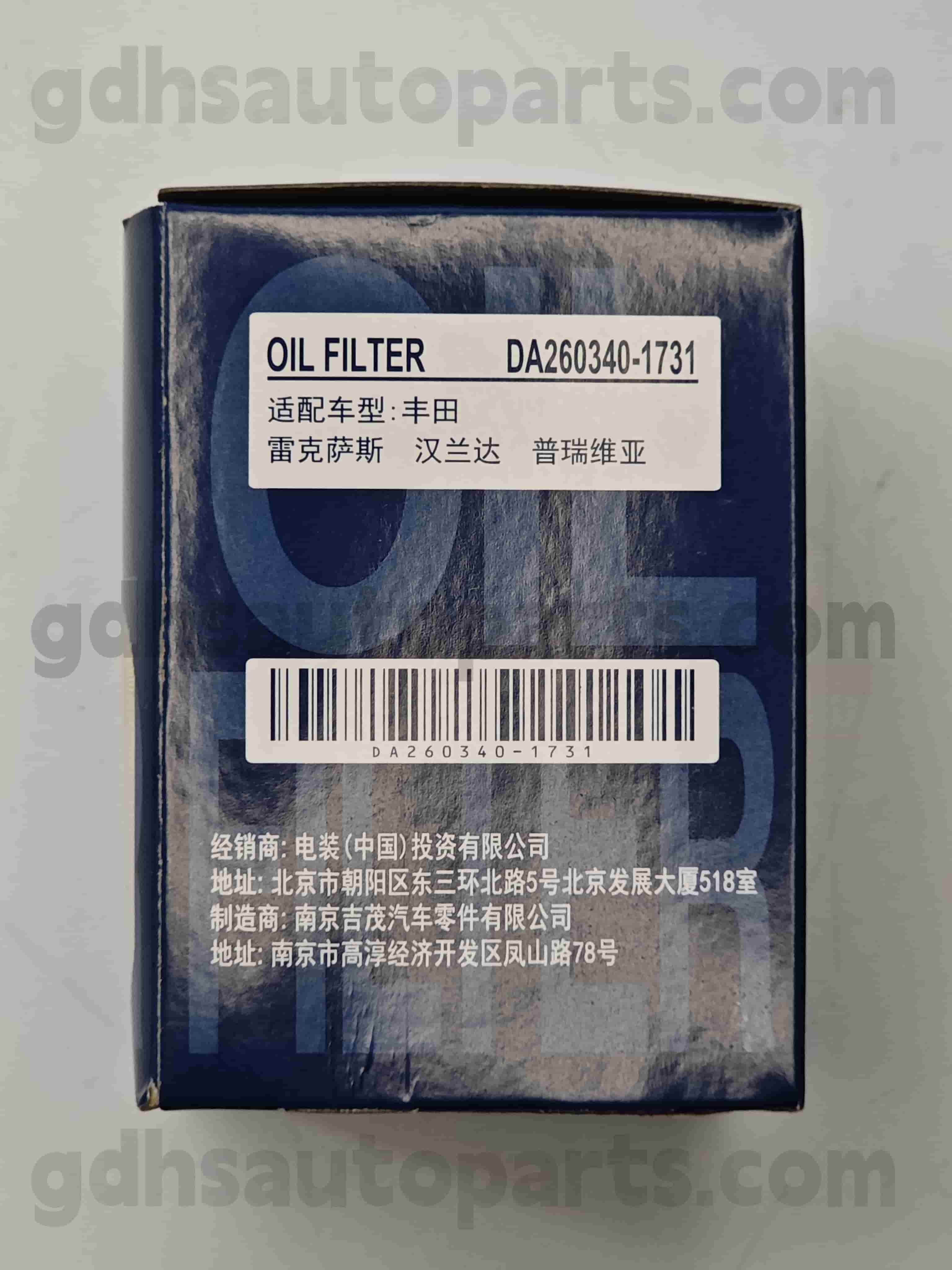 DA260340-1731 Toyota Originalni del oljni filter OE št. 04152-YZZC1